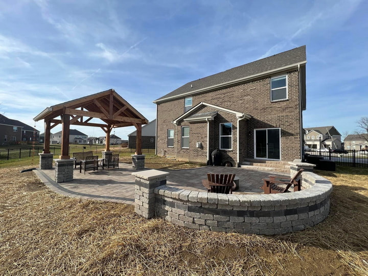 Paver patio and timber pavilion